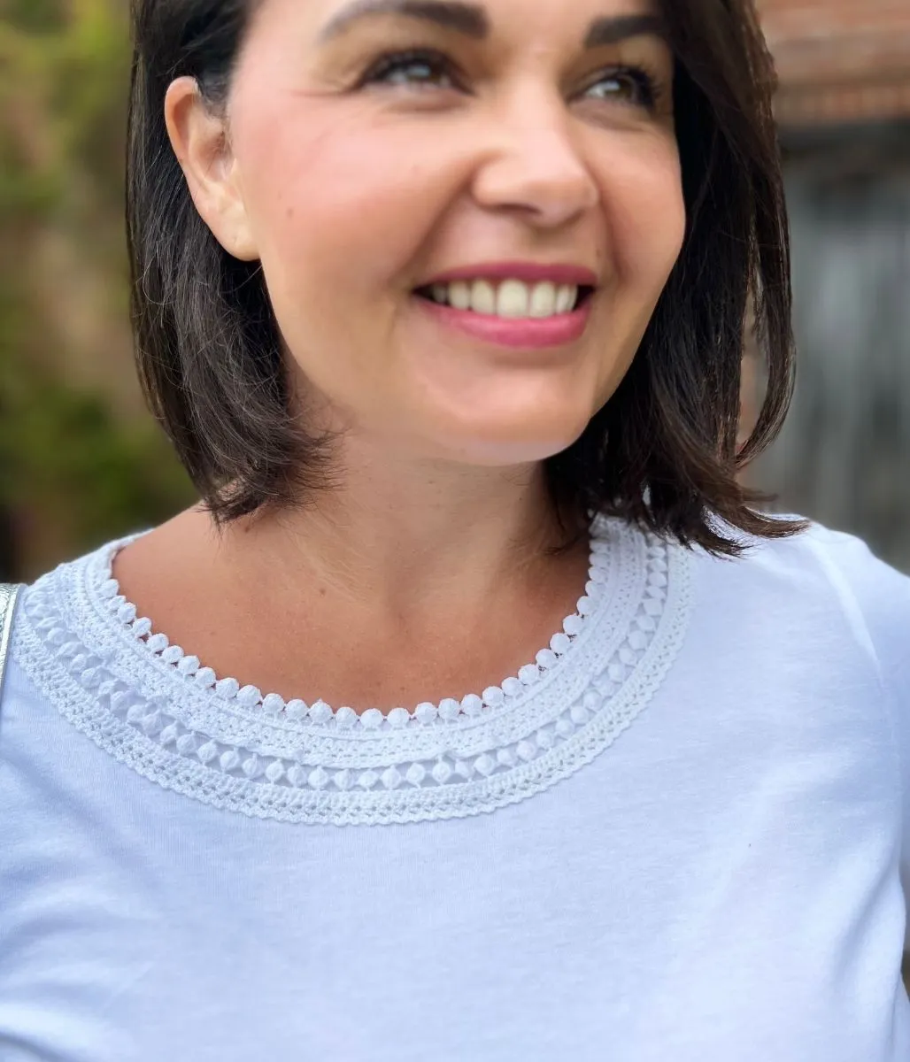 Ivory Crochet Yoke Top