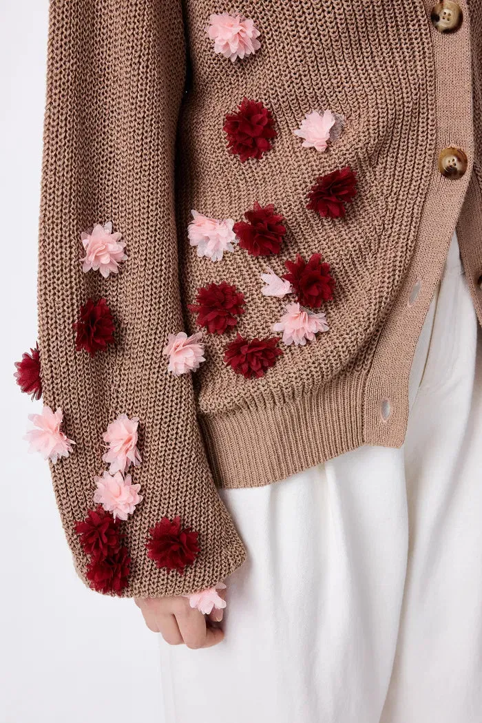 Lory Handcrafted Flora Cardigan in Linen Blend