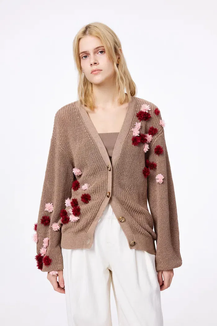 Lory Handcrafted Flora Cardigan in Linen Blend