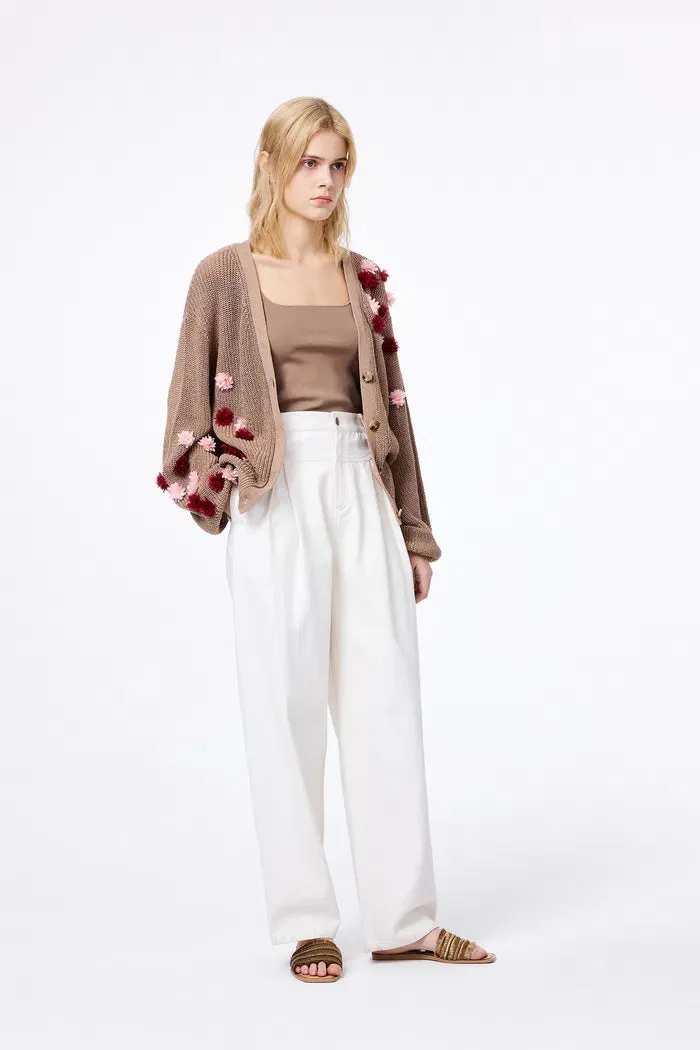 Lory Handcrafted Flora Cardigan in Linen Blend