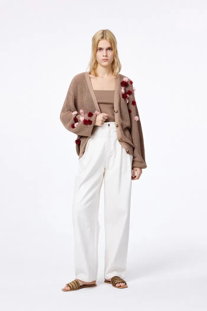 Lory Handcrafted Flora Cardigan in Linen Blend