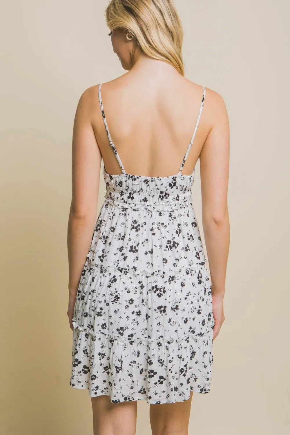 LOVE TREE Floral Tiered Cami Mini Dress
