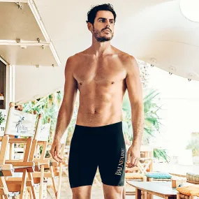 Luxury Gilt Patch Black Swim Shorts