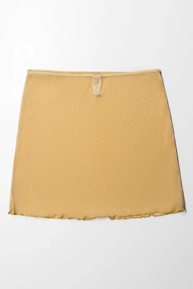 Mesh Swim Coverup Skirt Gold