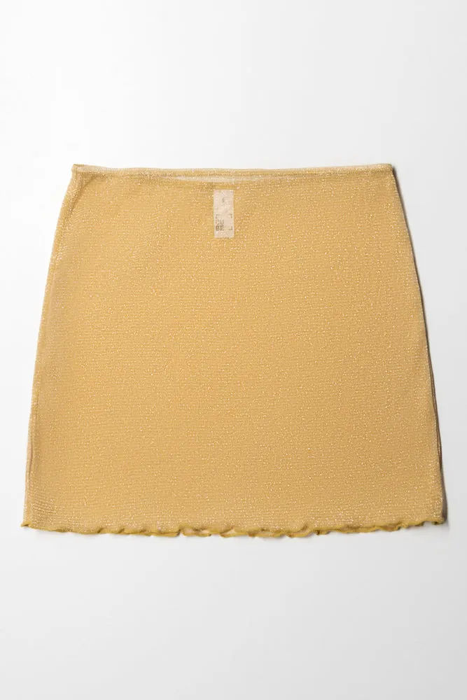 Mesh Swim Coverup Skirt Gold