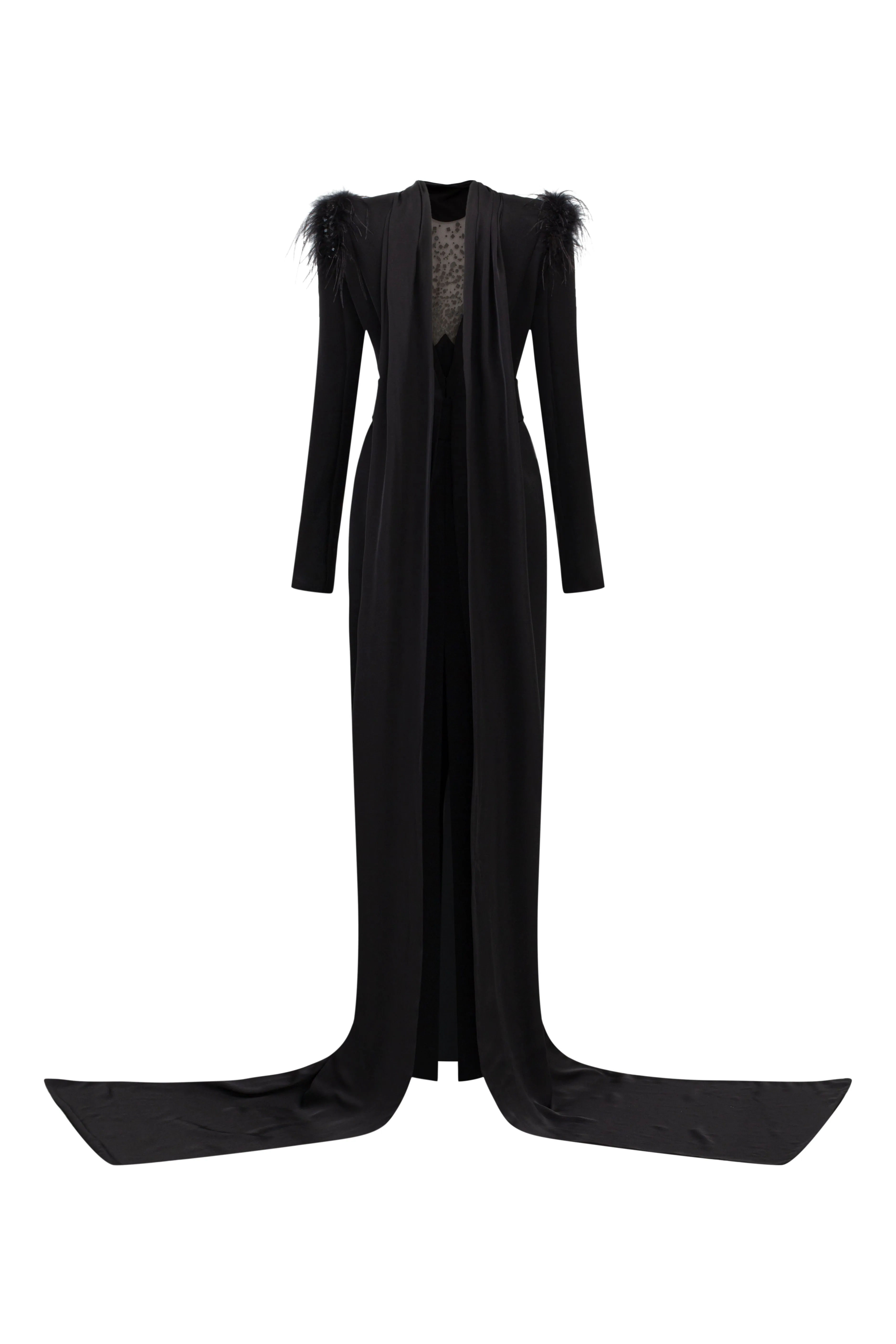 Midnight Sheath Symmetric Flap Taffeta Floor Length Dress