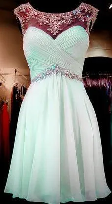 Mint Green Beaded  Back Prom Dresses Sexy Backless Homecoming Dresses  TR0029