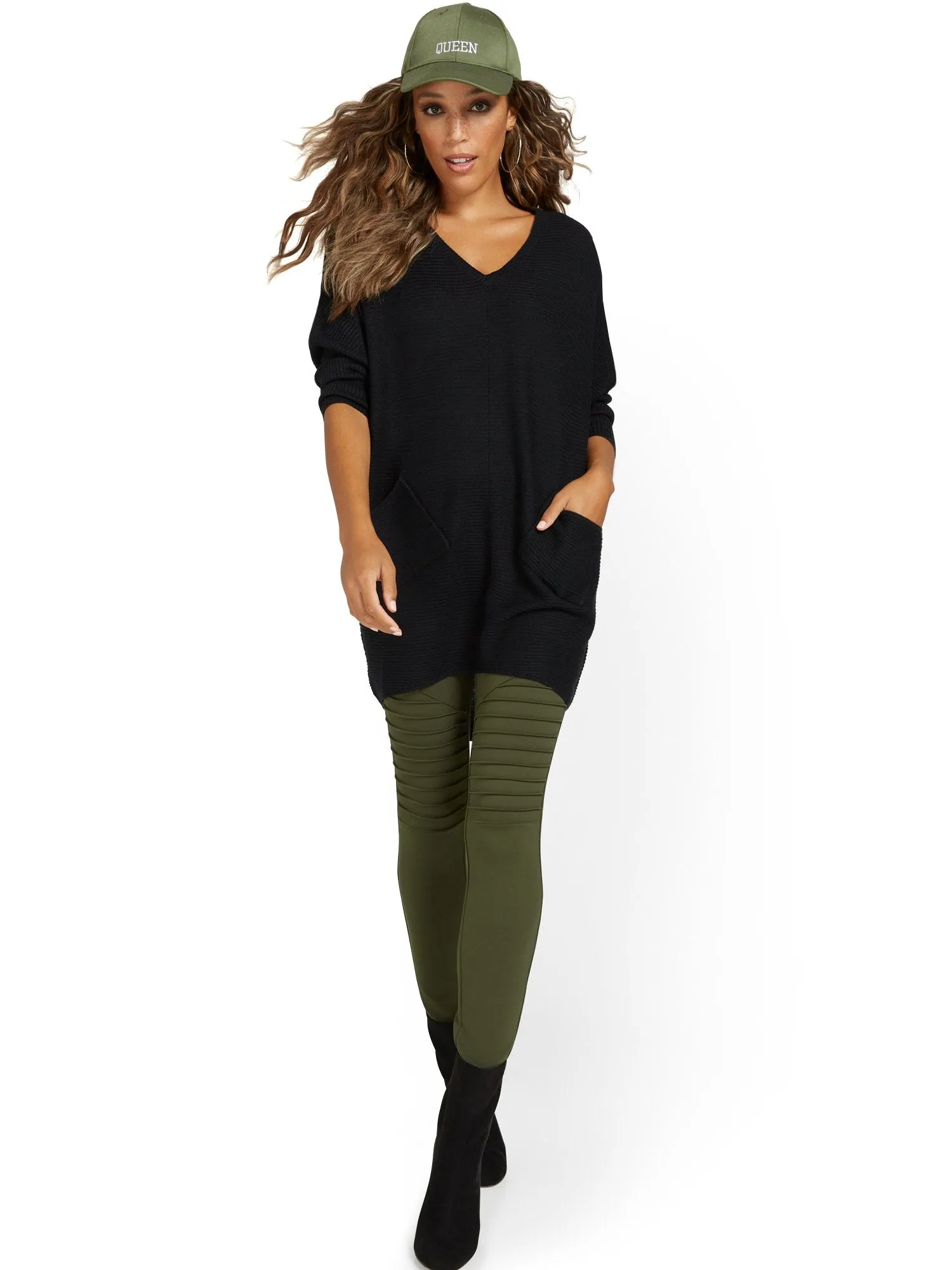 Moto-Style Ponte Legging