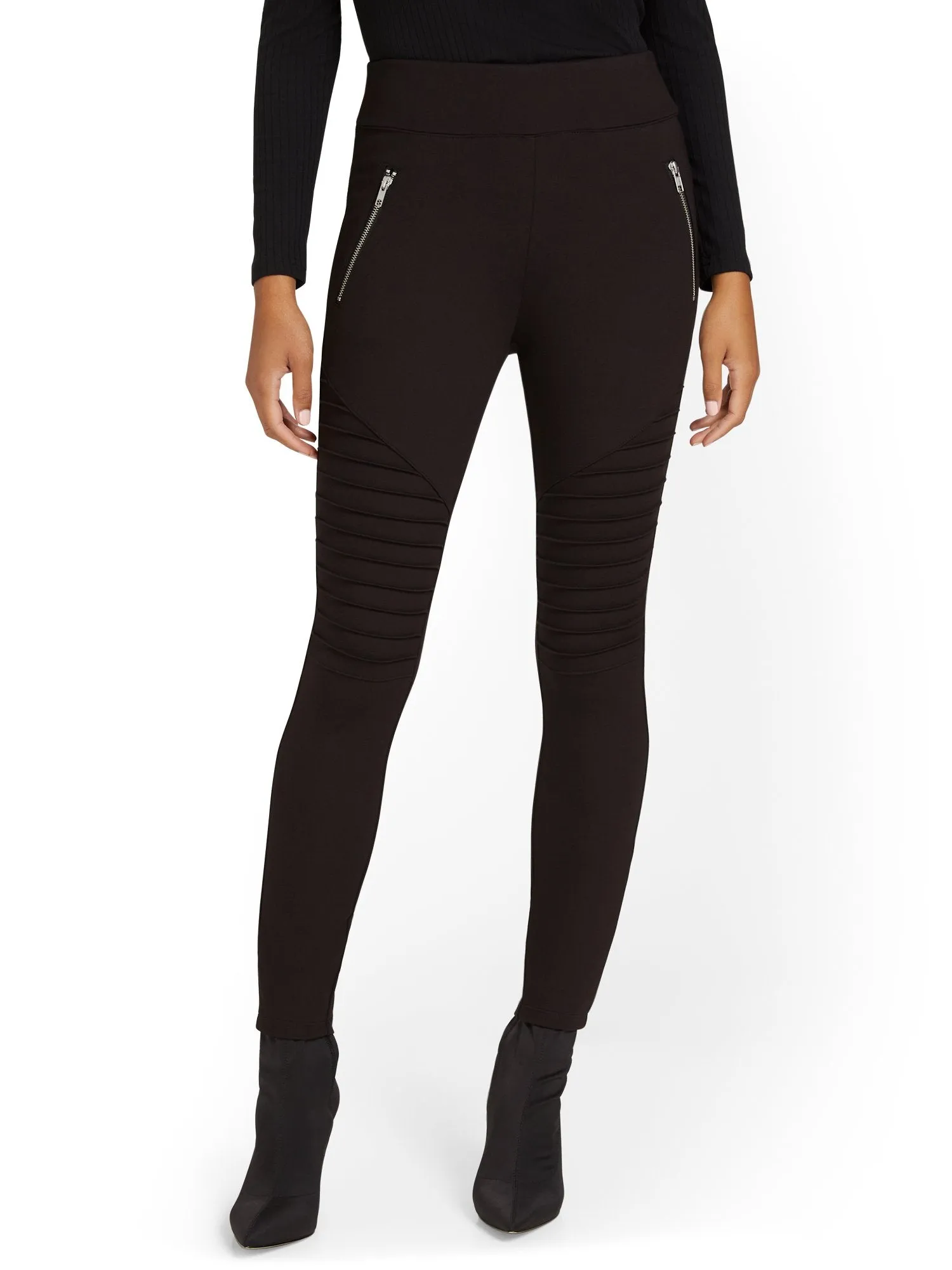 Moto-Style Ponte Legging