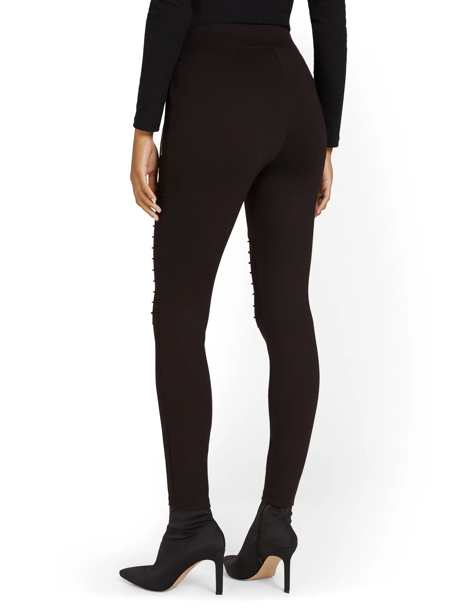 Moto-Style Ponte Legging