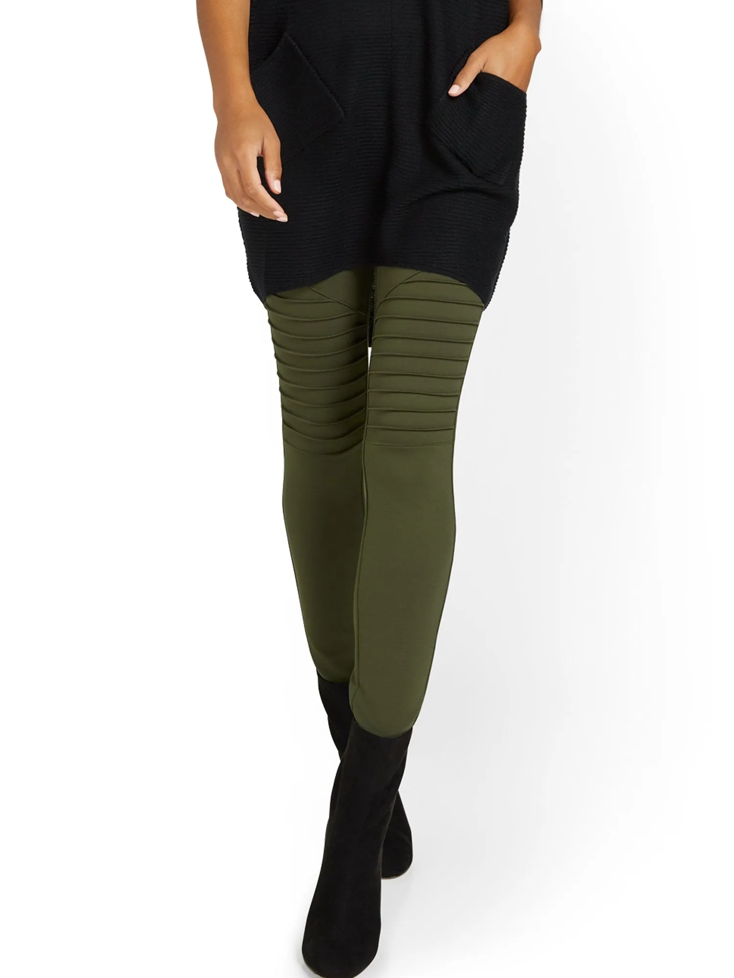 Moto-Style Ponte Legging