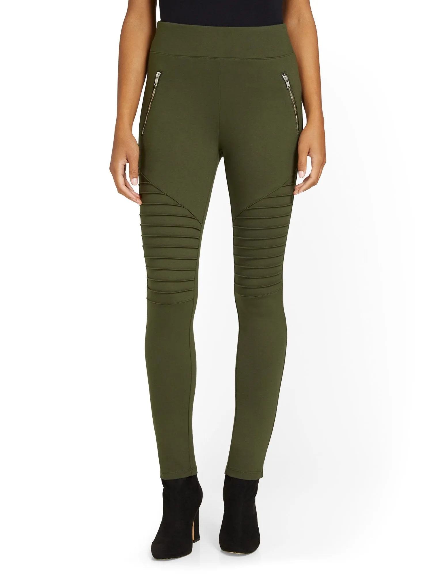 Moto-Style Ponte Legging