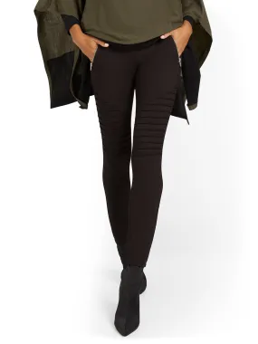 Moto-Style Ponte Legging