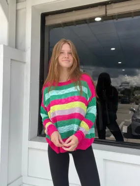 Multi Stripe Low Gauge Sweater