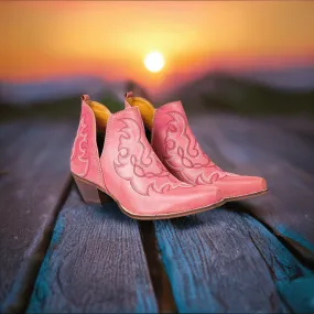 Myra Pink Maisie Leather Stitched Booties