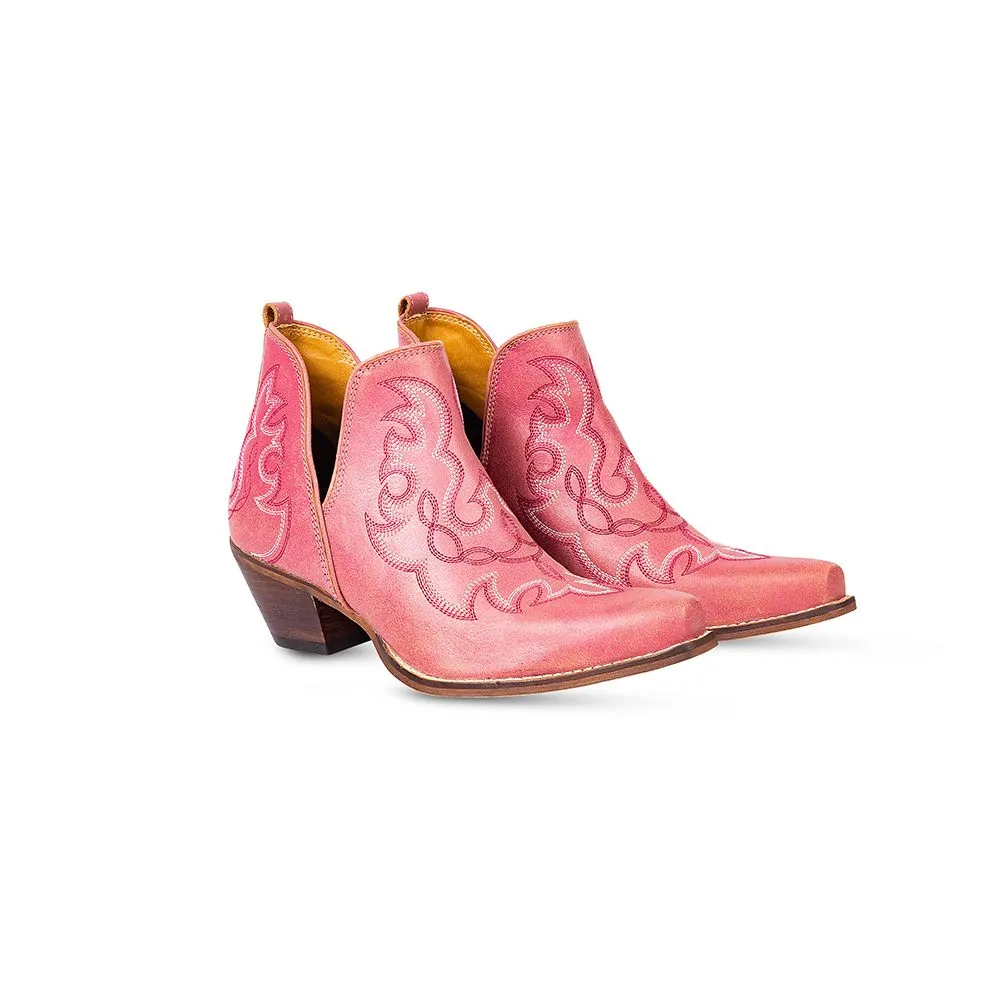 Myra Pink Maisie Leather Stitched Booties