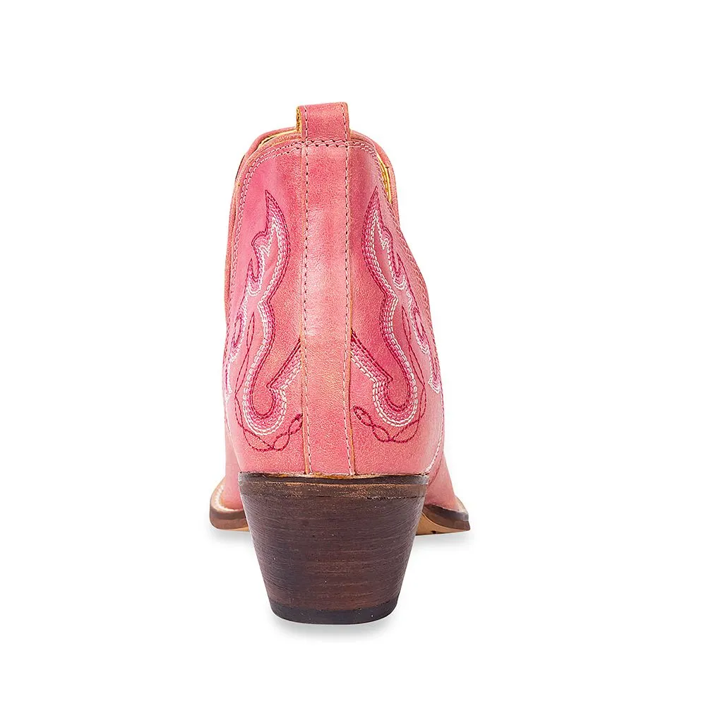 Myra Pink Maisie Leather Stitched Booties