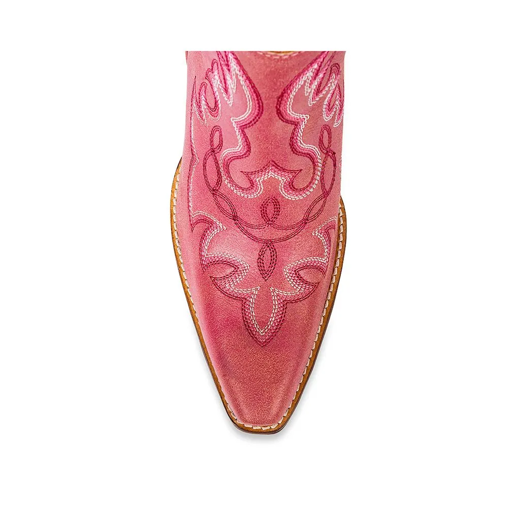Myra Pink Maisie Leather Stitched Booties