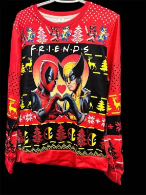 New F.R.I.E.N.D.S Deadpool Wolverine Christmas Ugly Sweater Sz M