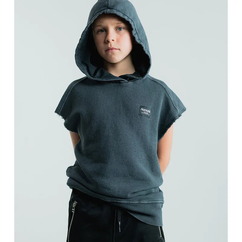 NUNUNU Sleeveless Raw Hoodie  Dyed Graphite