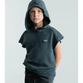 NUNUNU Sleeveless Raw Hoodie  Dyed Graphite