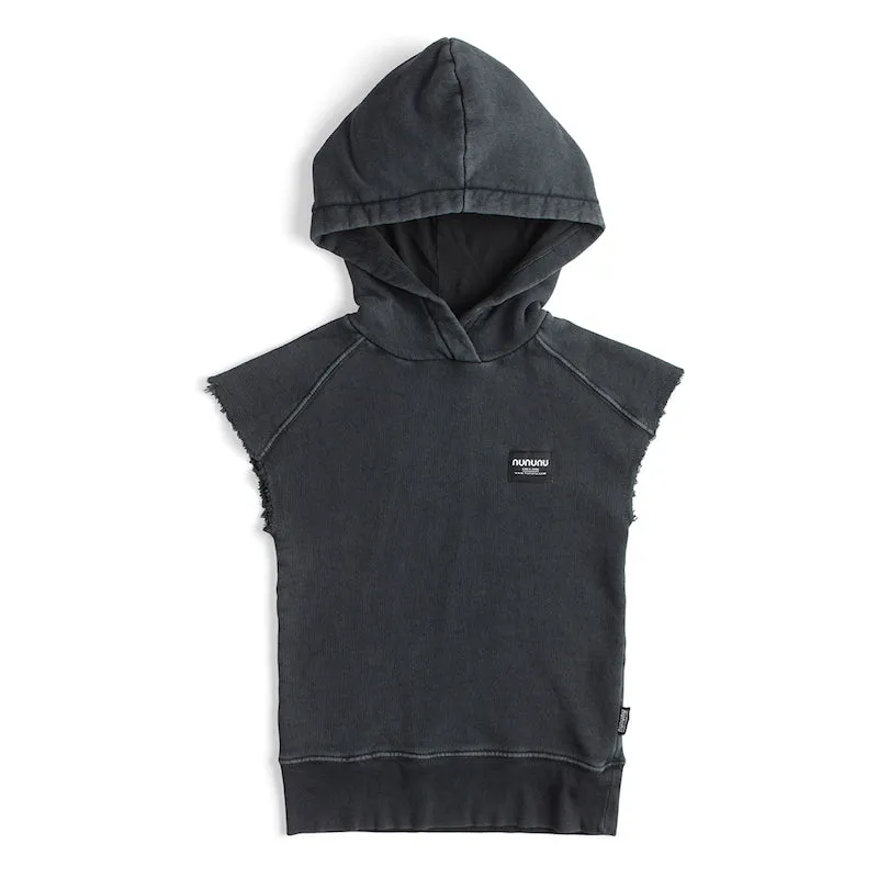 NUNUNU Sleeveless Raw Hoodie  Dyed Graphite