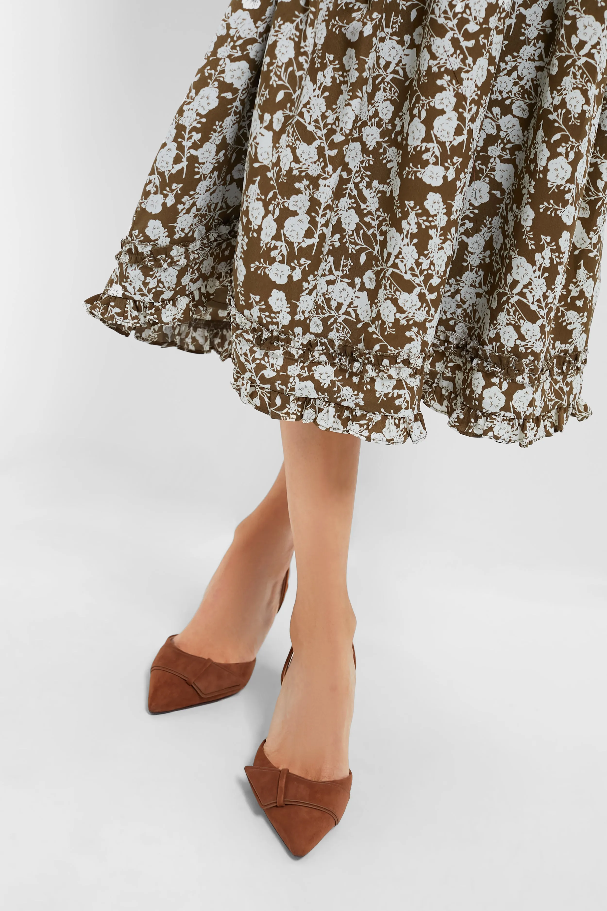Olive Floral Renee Ruffle Midi Dress