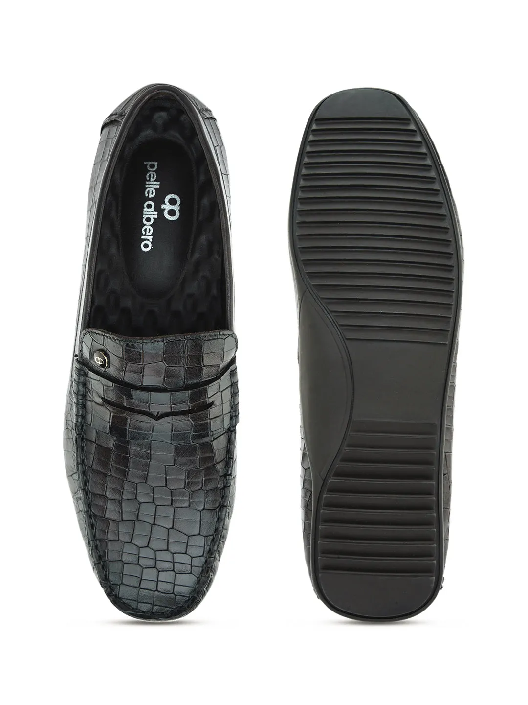 PELLE ALBERO Men's Brown Slip On Casual Loafer