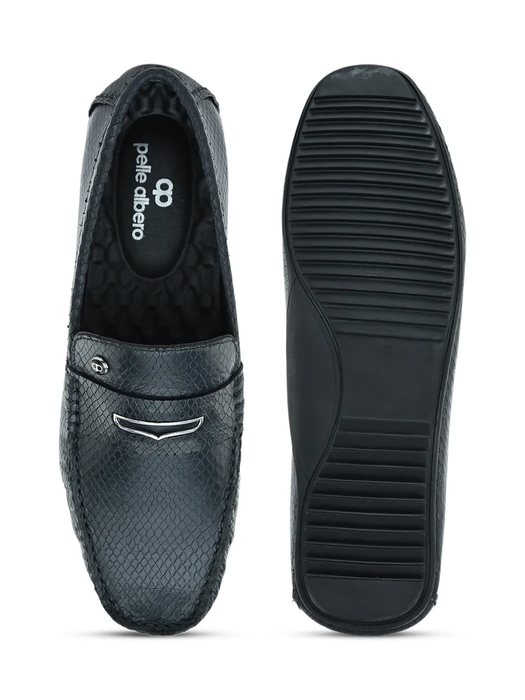 PELLE ALBERO Men's Navy Slip On Casual Loafer