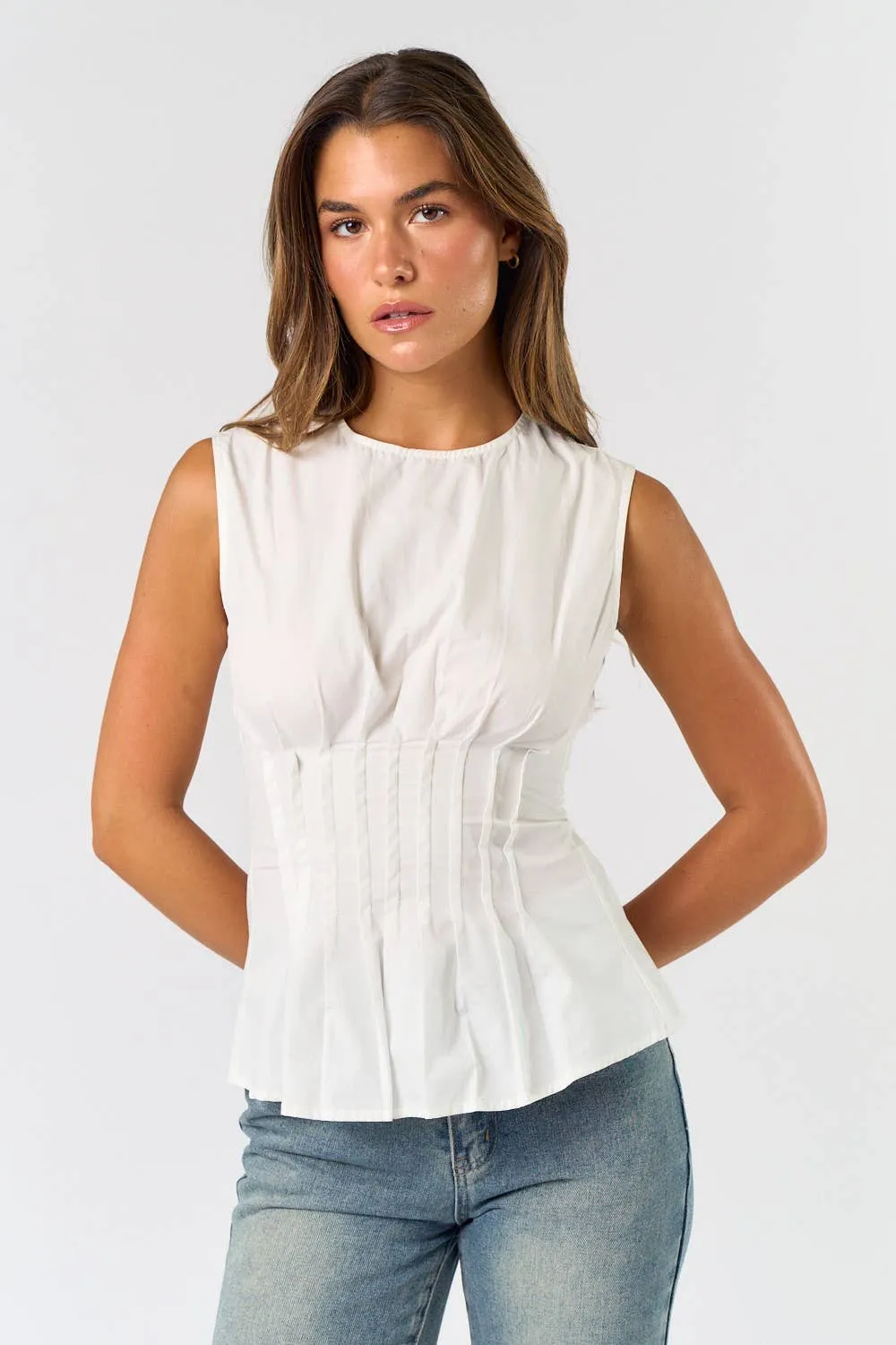 PLEATED POPLIN TOP
