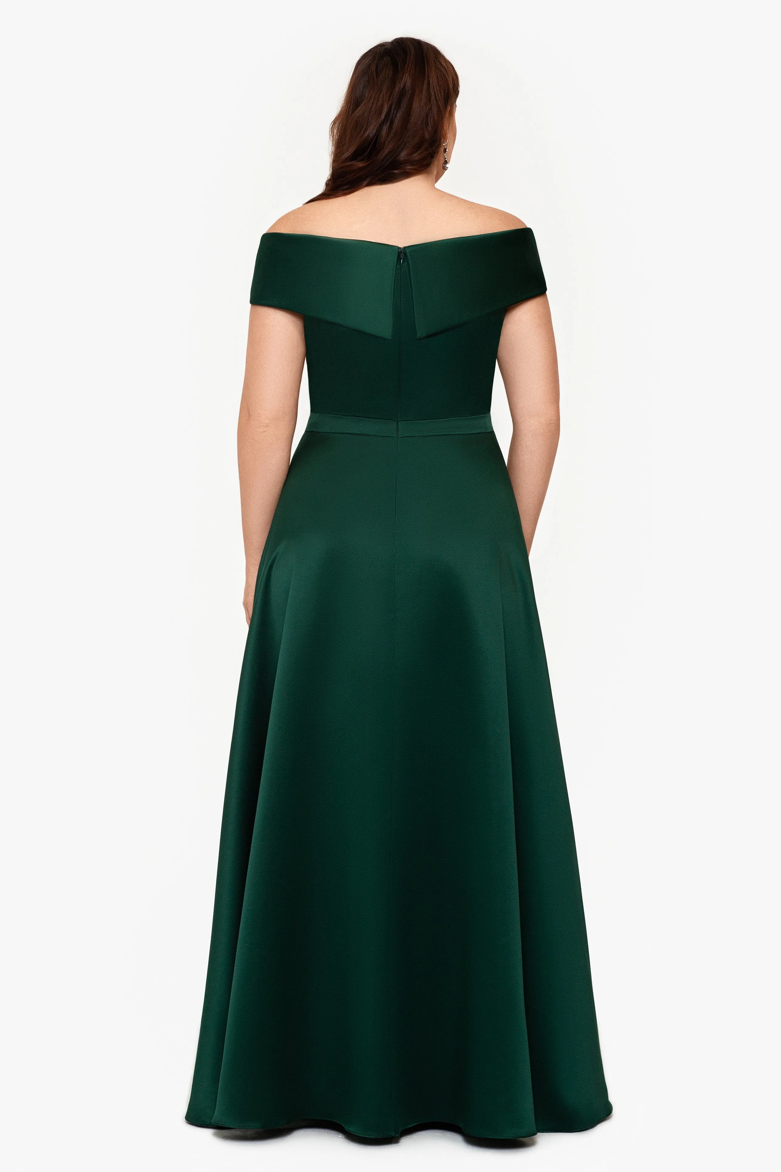Plus "Samara" Floor Length Off the Shoulder Pocket Gown