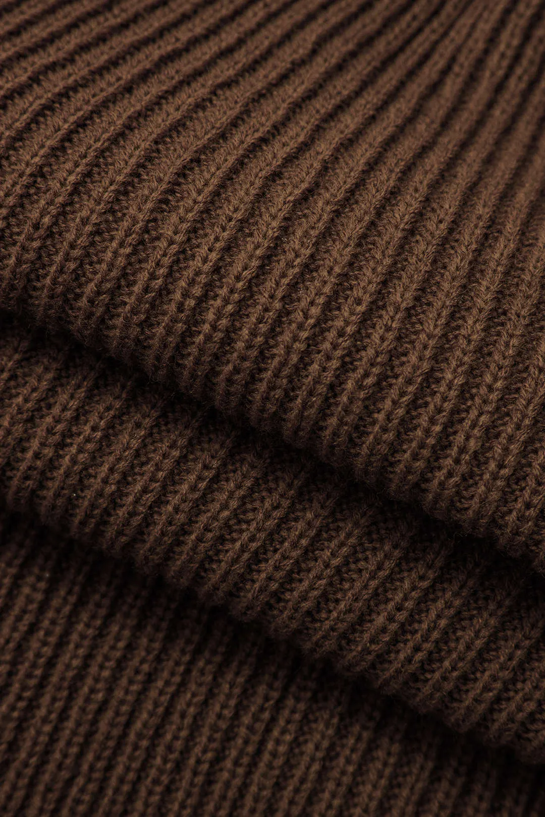 Plus Size Ribbed Knit Skirt - Brown