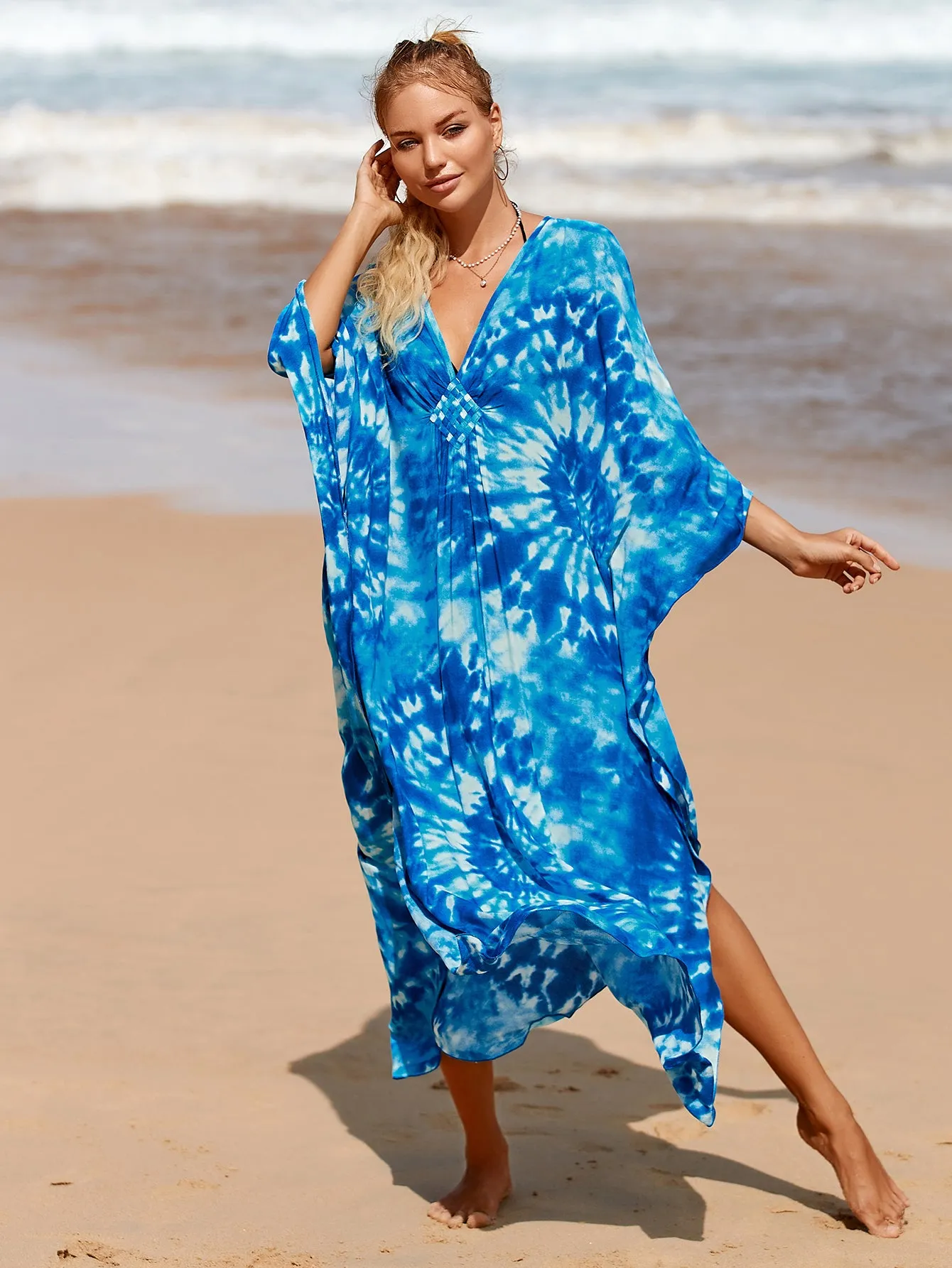 Plus Size Zebra Print Beach Caftan Dress