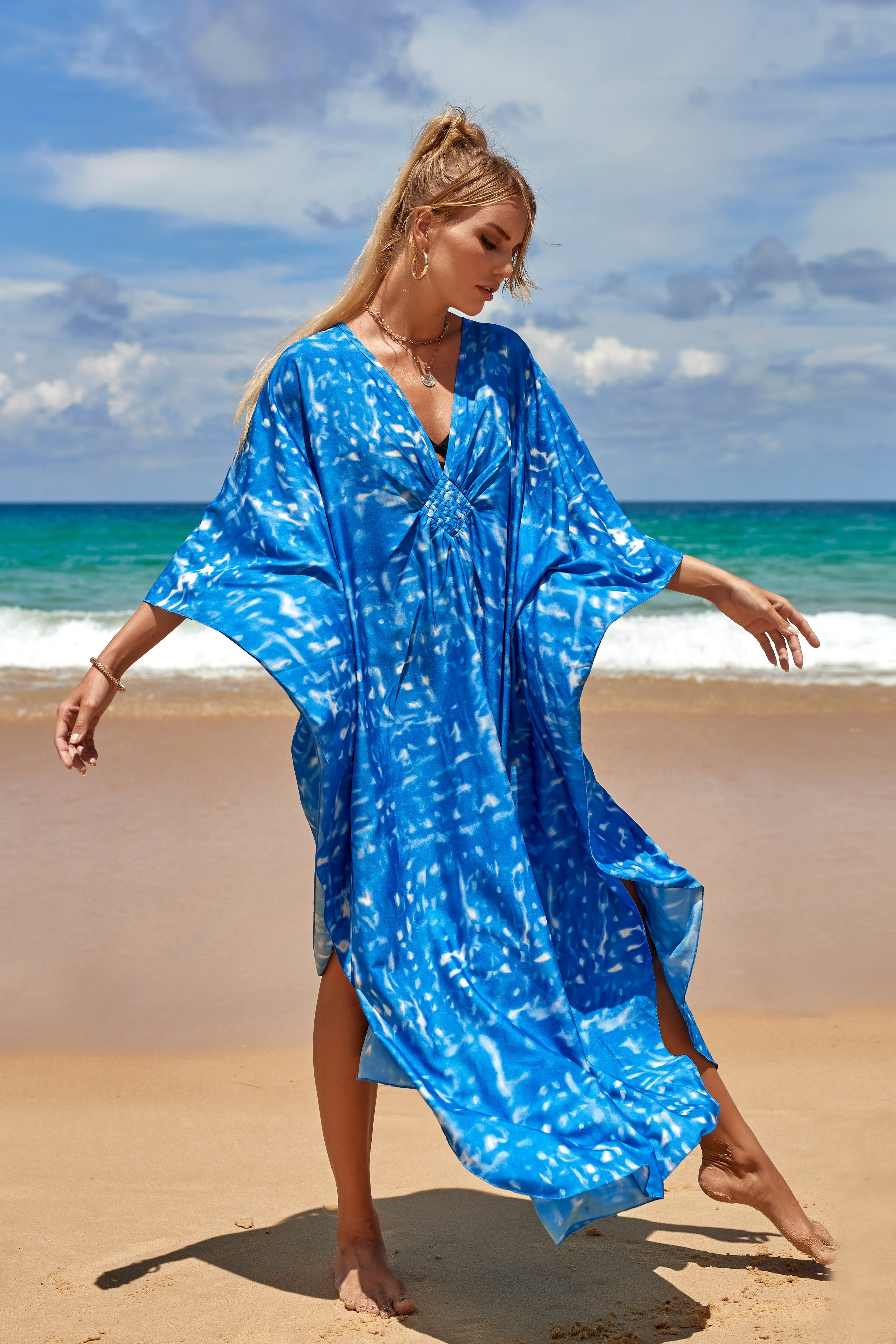 Plus Size Zebra Print Beach Caftan Dress