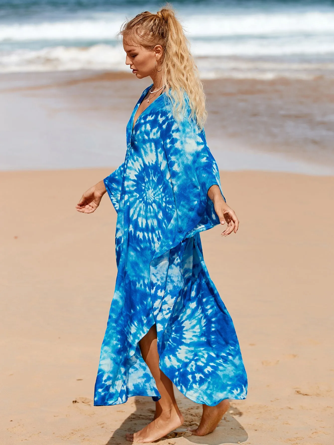 Plus Size Zebra Print Beach Caftan Dress