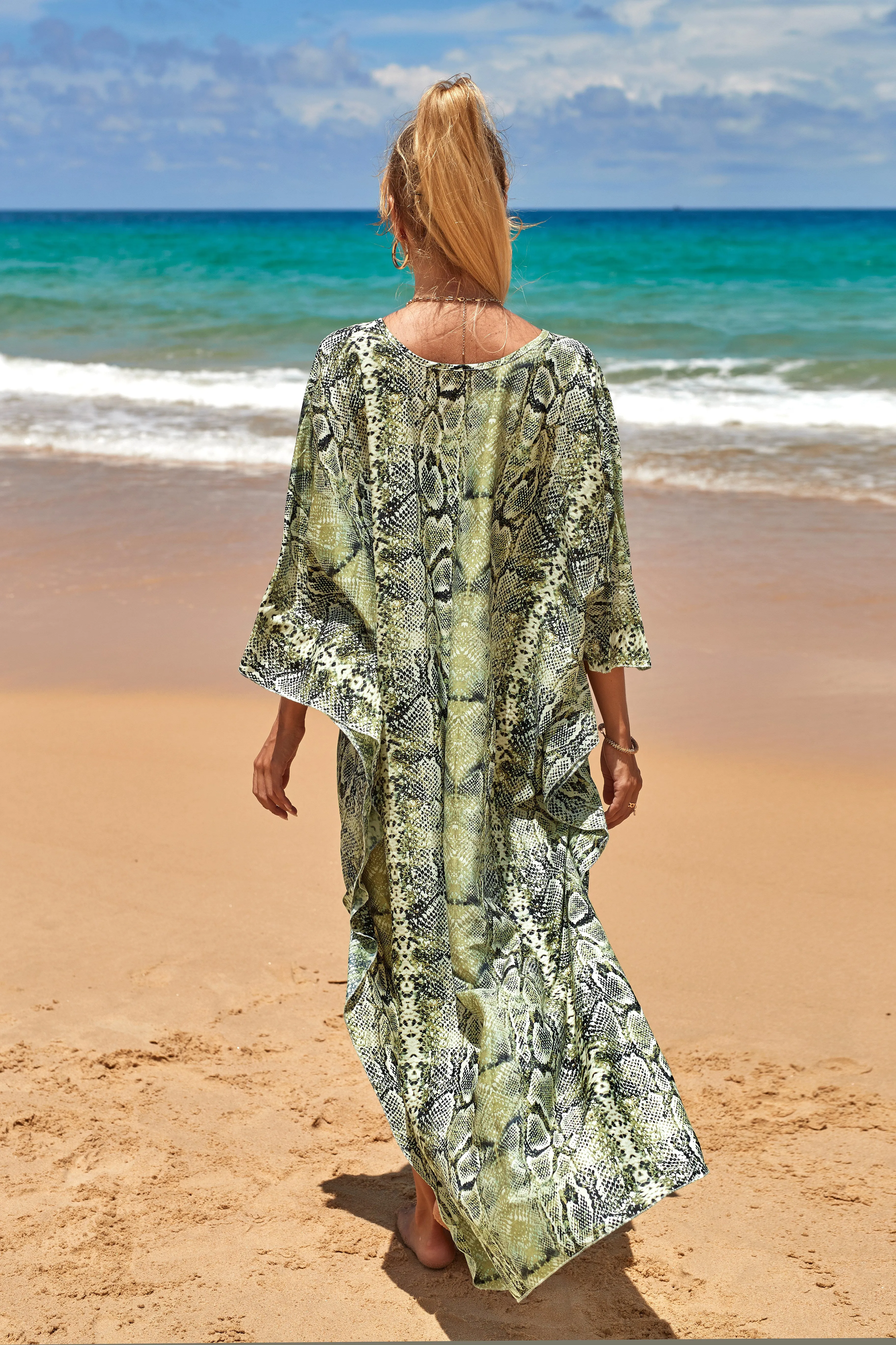 Plus Size Zebra Print Beach Caftan Dress