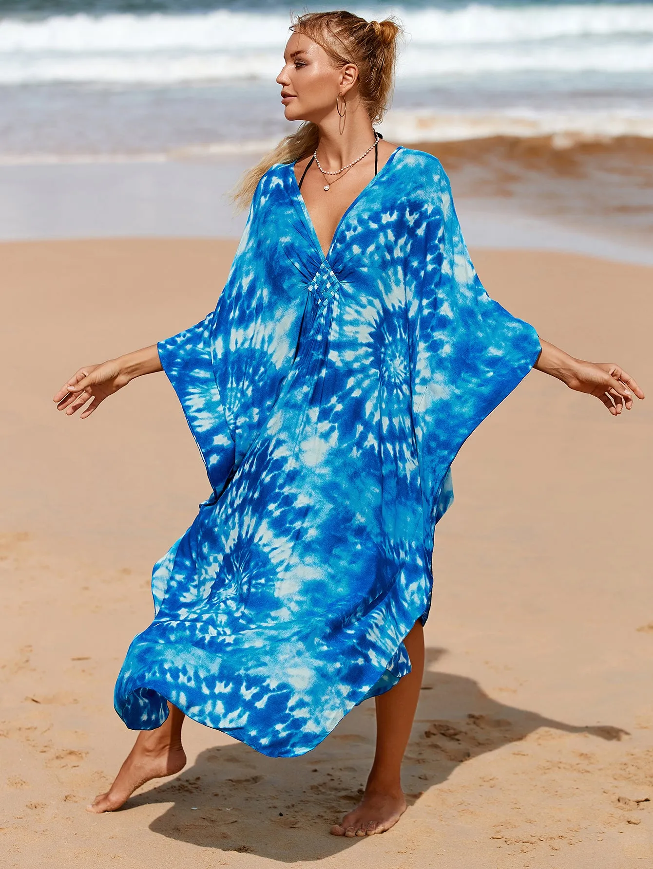 Plus Size Zebra Print Beach Caftan Dress
