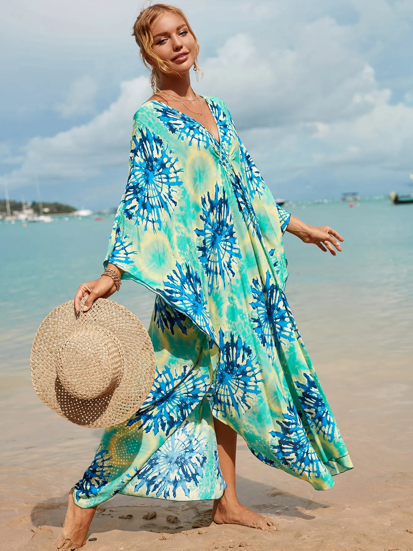 Plus Size Zebra Print Beach Caftan Dress