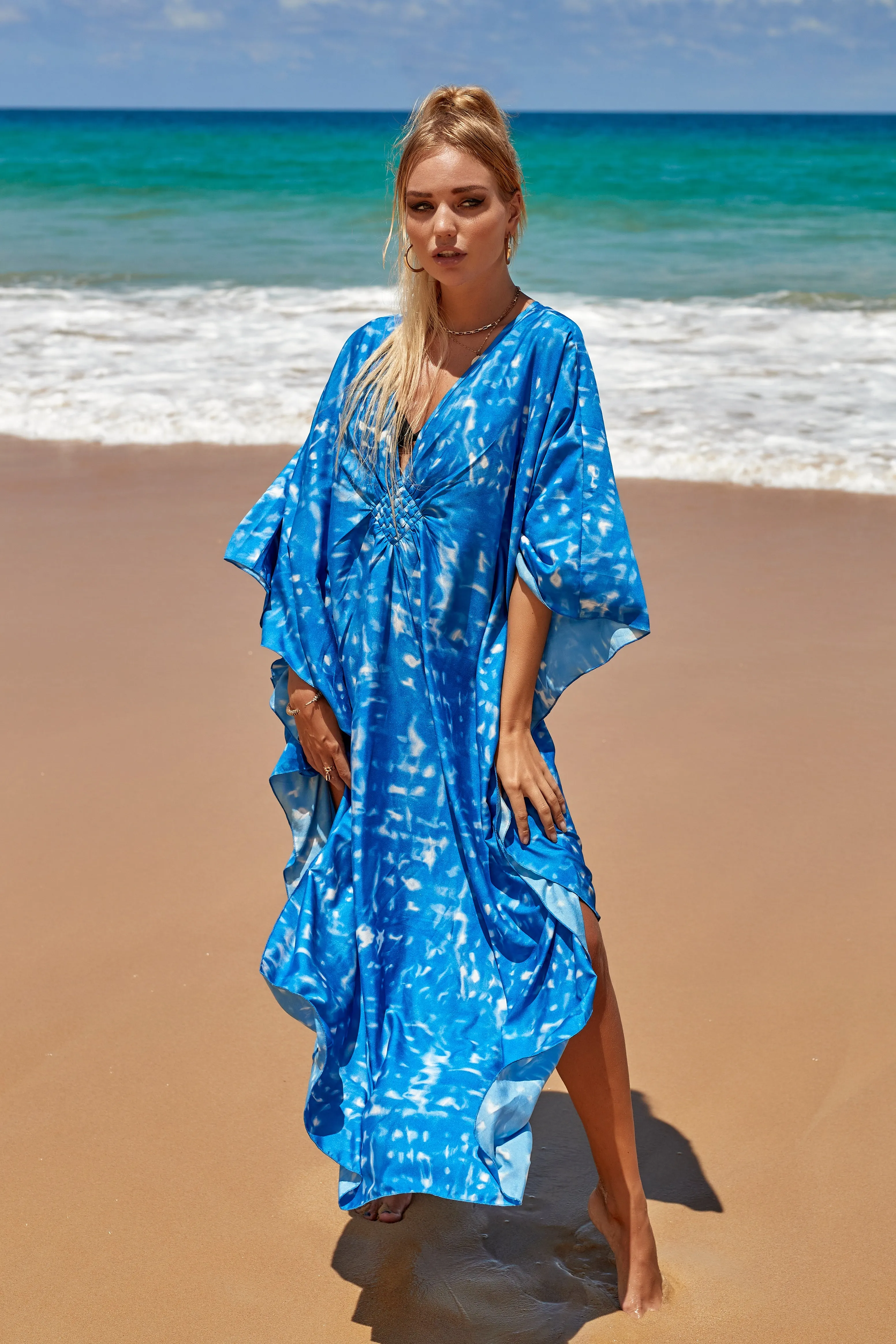 Plus Size Zebra Print Beach Caftan Dress