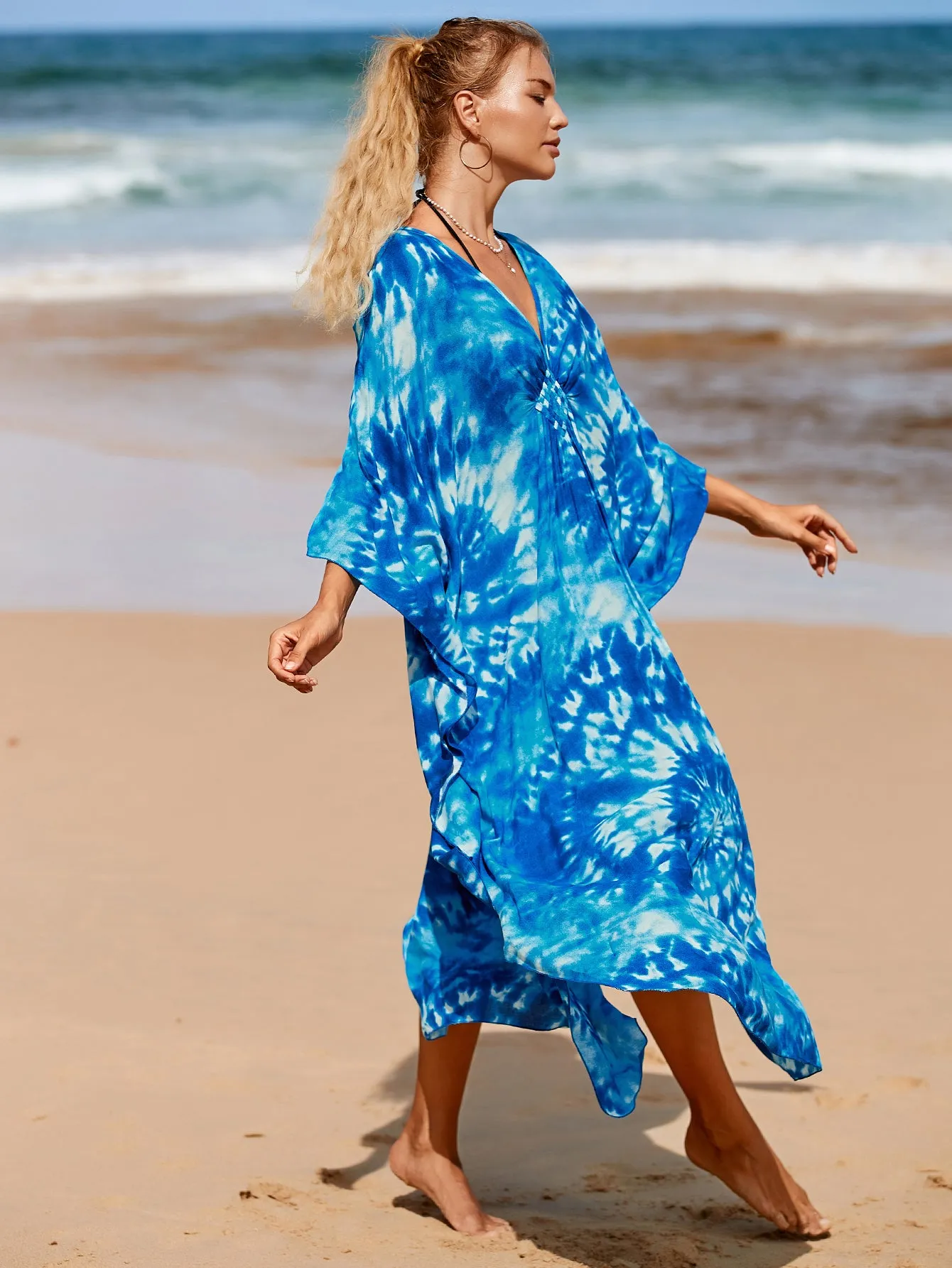 Plus Size Zebra Print Beach Caftan Dress