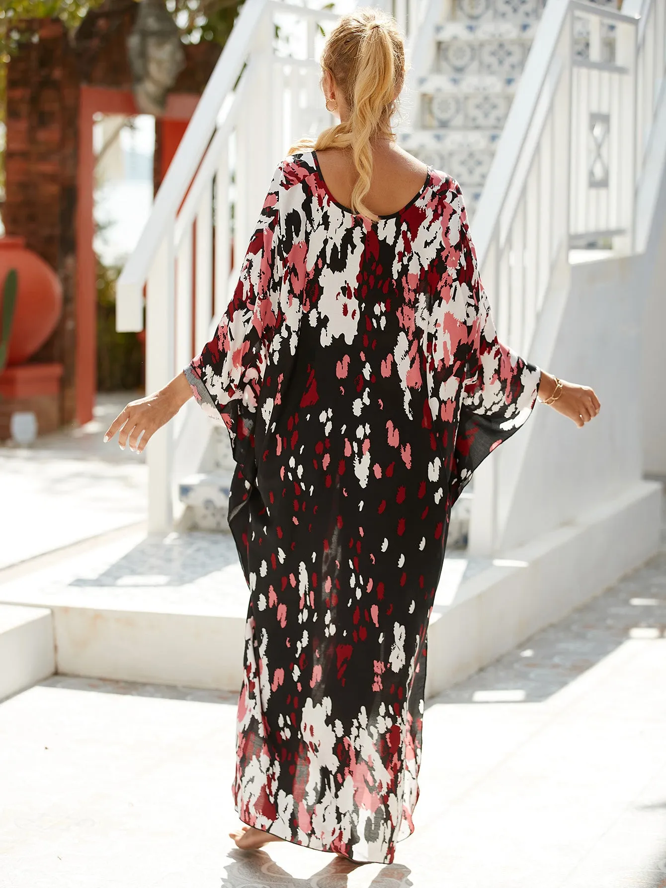 Plus Size Zebra Print Beach Caftan Dress