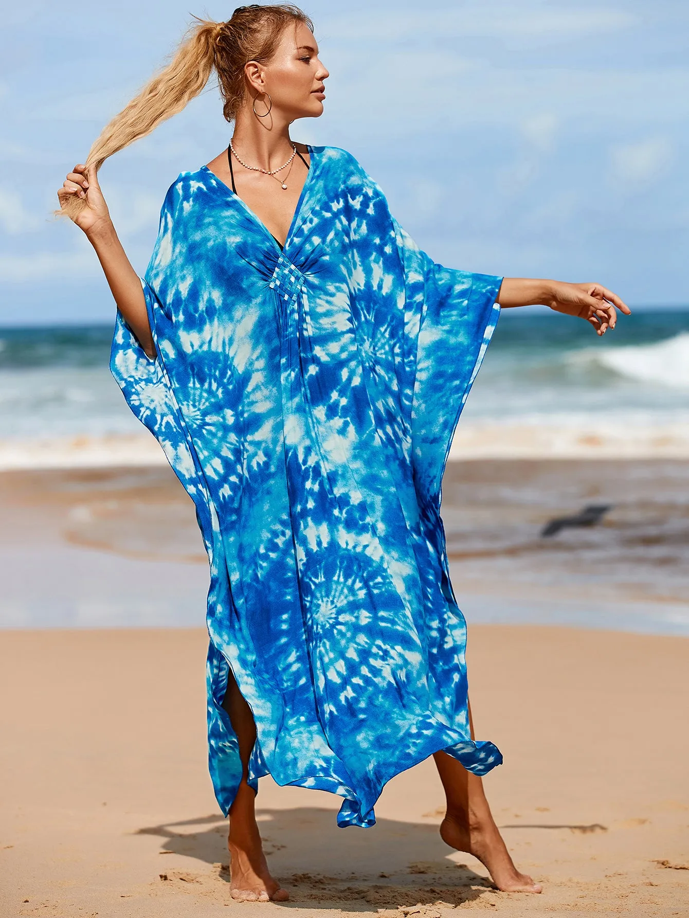 Plus Size Zebra Print Beach Caftan Dress