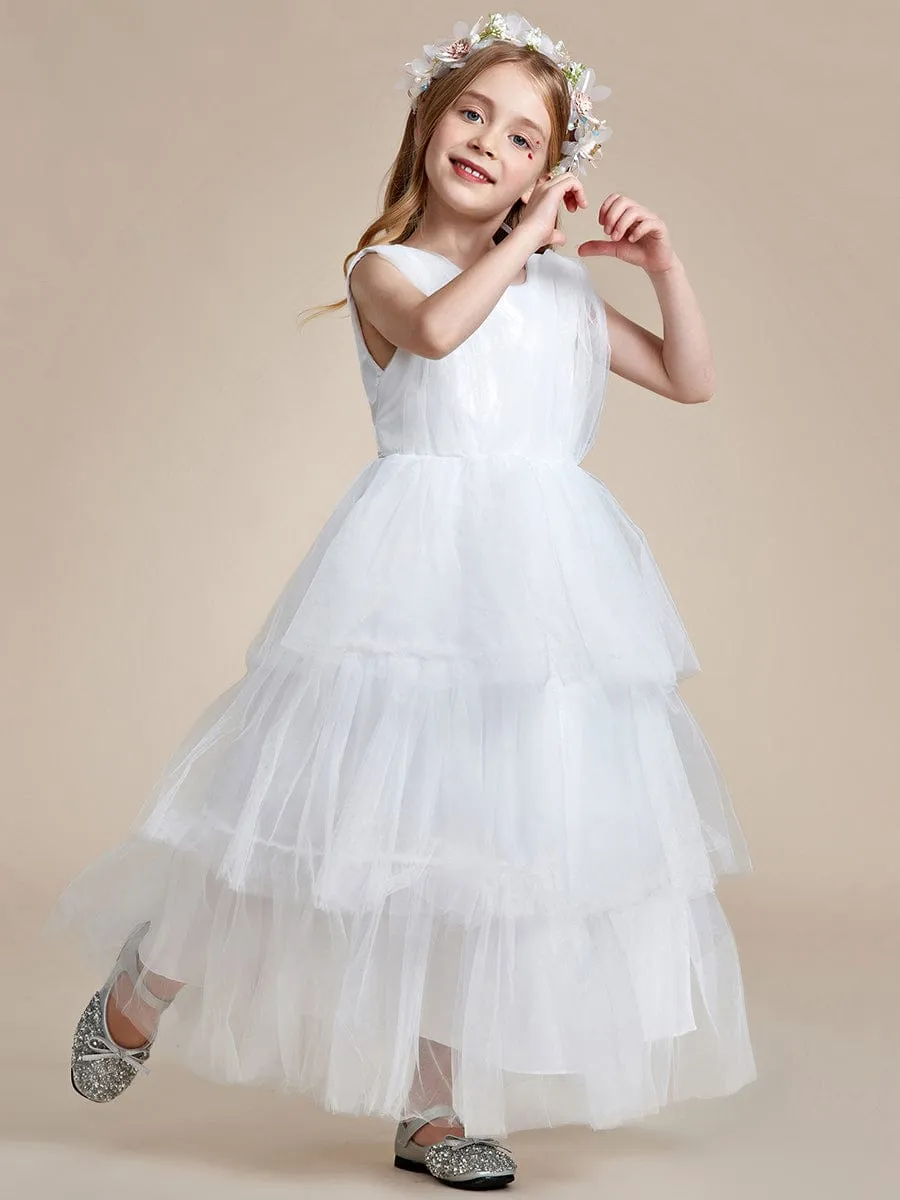 Princess Style Sleeveless Layered Cake Flower Girls Dress
