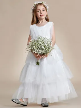 Princess Style Sleeveless Layered Cake Flower Girls Dress