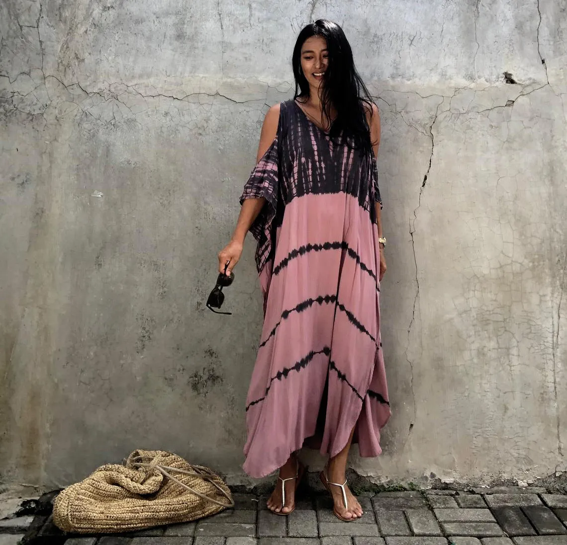 Printed Short Sleeve Kaftan Cover Up for Beachwear