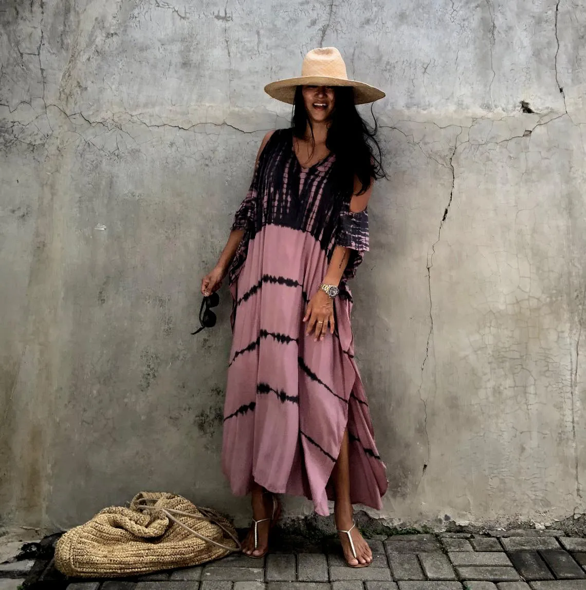 Printed Short Sleeve Kaftan Cover Up for Beachwear