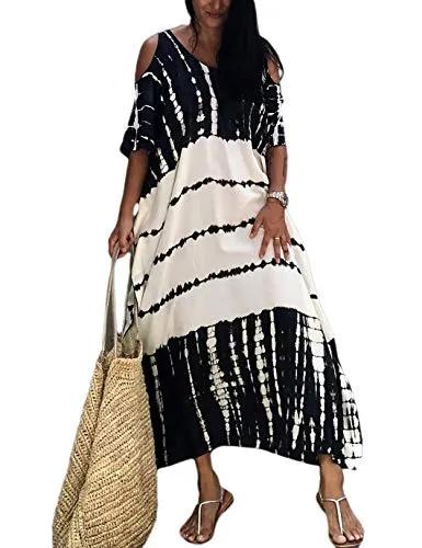 Printed Short Sleeve Kaftan Cover Up for Beachwear