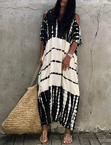 Printed Short Sleeve Kaftan Cover Up for Beachwear