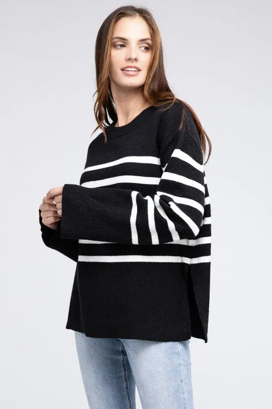Ribbed Hem Stripe Sweater gifts