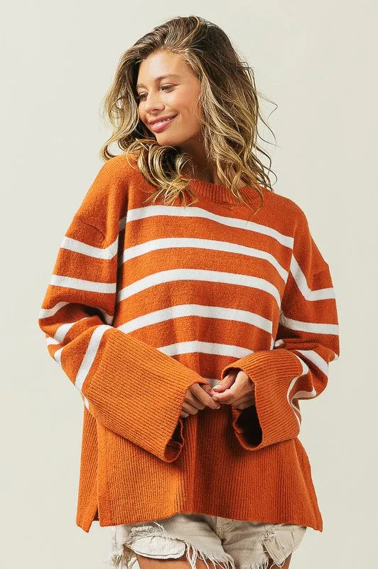 Ribbed Hem Stripe Sweater gifts